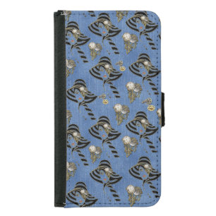 Steampunk with Ladies Hats on Blue Denim Samsung Galaxy S5 Wallet Case