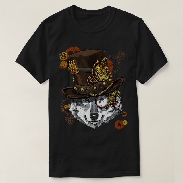 Steampunk Wolf Steampunk Lovers T-Shirt (Design Front)
