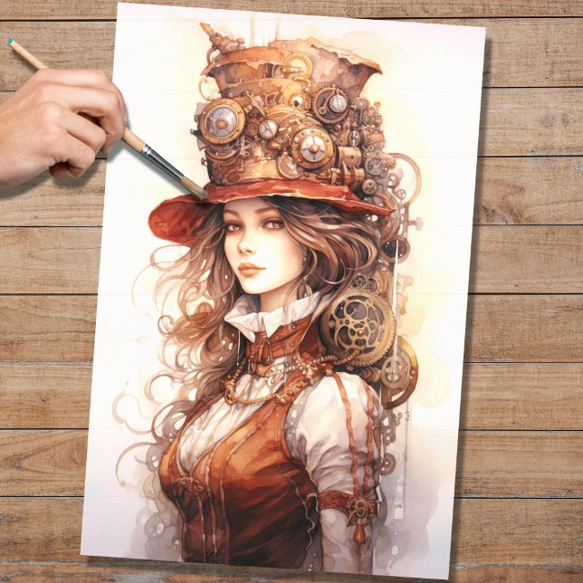 Steampunk Woman 5 Decoupage Paper (Creator Uploaded)