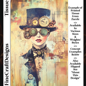 Steampunk Woman Collage Portrait DJ9LF Decoupage Tissue Paper