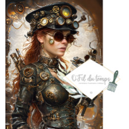 Steampunk Woman Mechanical Elements Decoupage Tissue Paper