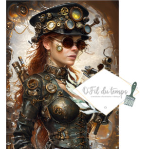 Steampunk Woman Mechanical Elements Decoupage Tissue Paper