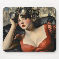 Steampunk Woman Mouse Pad