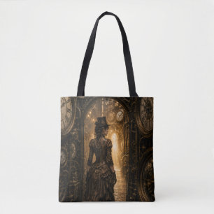 Steampunk woman Passage thru time Tote Bag