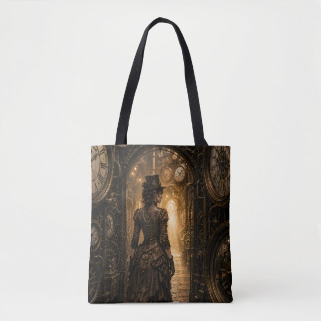 Steampunk woman Passage thru time Tote Bag (Front)