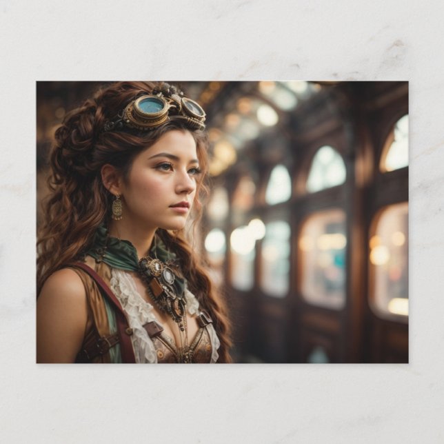 Steampunk Woman Postcard (Front)