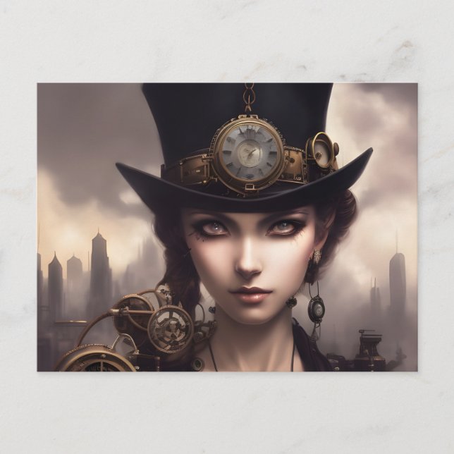 Steampunk Woman Postcard (Front)