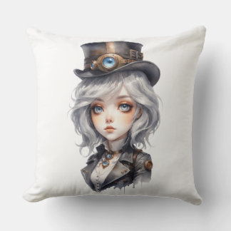 Steampunk Woman Throw Pillow