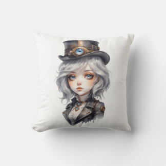 SteamPunk Woman Throw Pillow