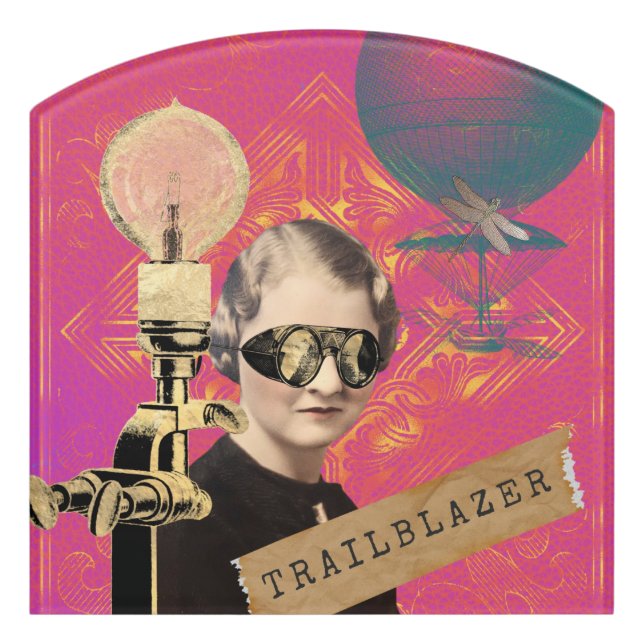 Steampunk Woman Trailblazer Pop Art   Door Sign (Contour Front)