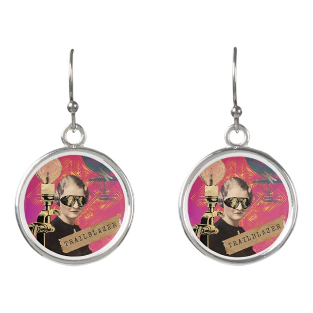 Steampunk Woman Trailblazer Pop Art  Earrings (Front)
