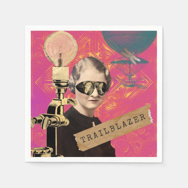 Steampunk Woman Trailblazer Pop Art   Napkins (Front)