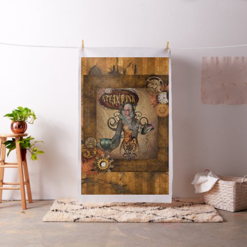 Steampunk women with steampunk owl fabric