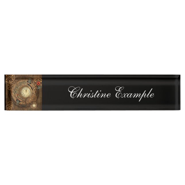 Steampunk, wonderful clockwork desk name plate (Front)