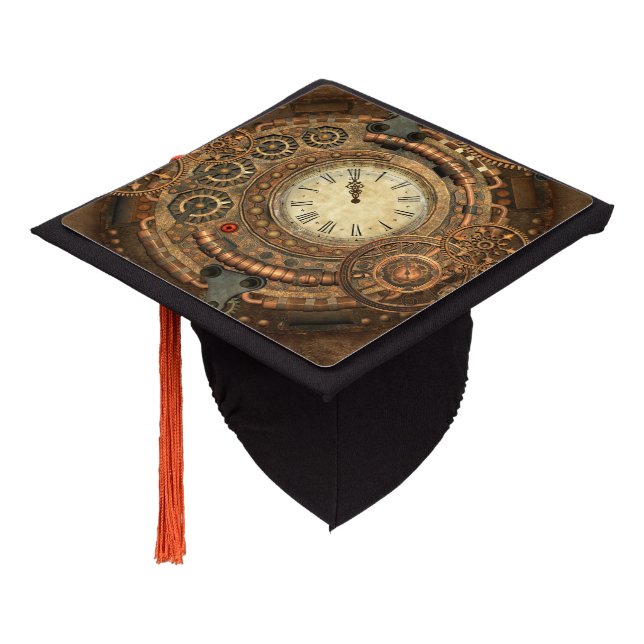 Steampunk, wonderful clockwork graduation cap topper (Angled)