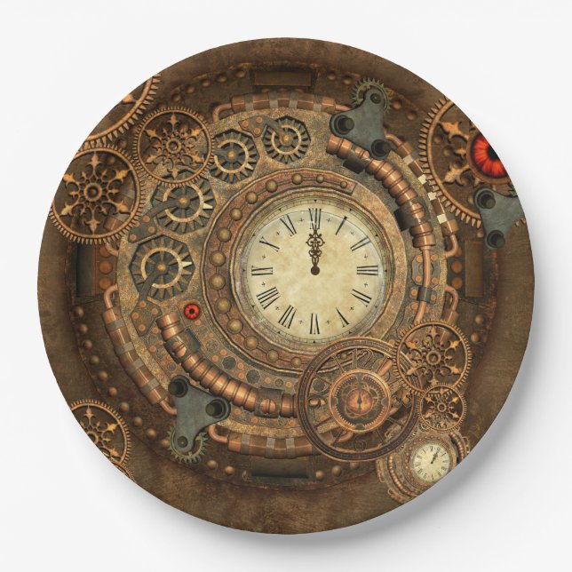 Steampunk, wonderful clockwork paper plates (Front)