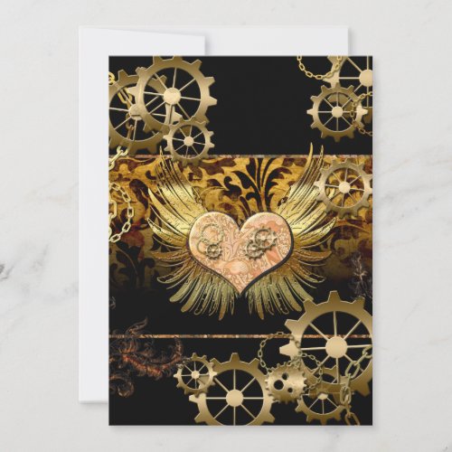 Steampunk wonderful heart invitation