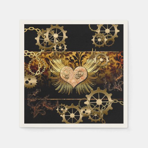 Steampunk wonderful heart paper napkins