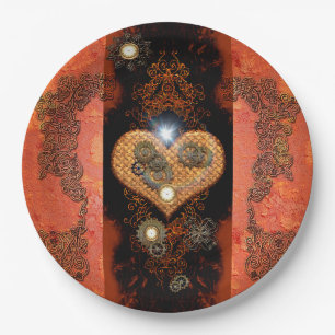Steampunk, wonderful heart paper plates