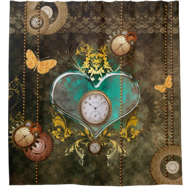 Steampunk, wonderful heart shower curtain (Front)