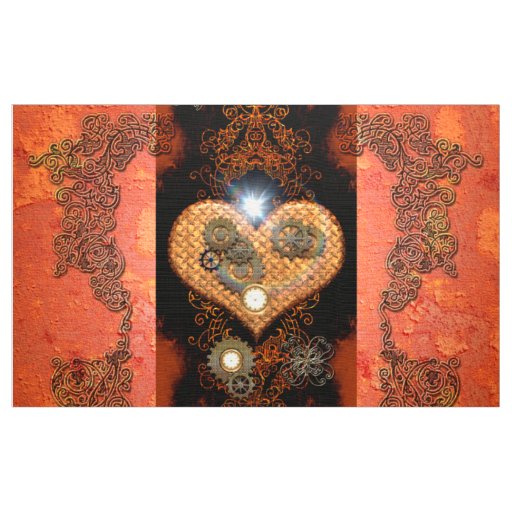 Steampunk, wonderful heart with clocks fabric