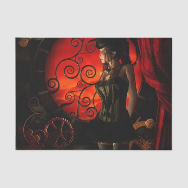 Steampunk, wonderful steampunk lady in the night tissue paper (Front)