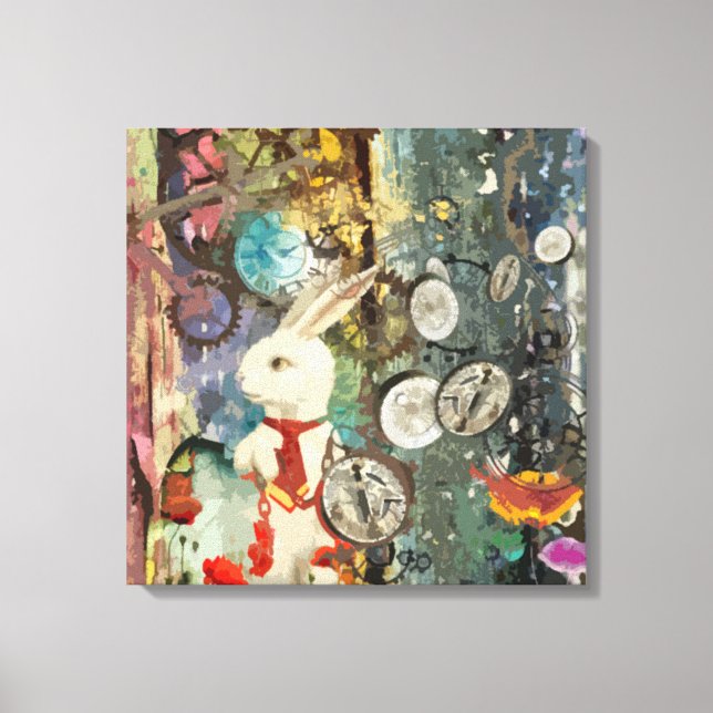 Steampunk Wonderland White Rabbit Canvas Print (Front)