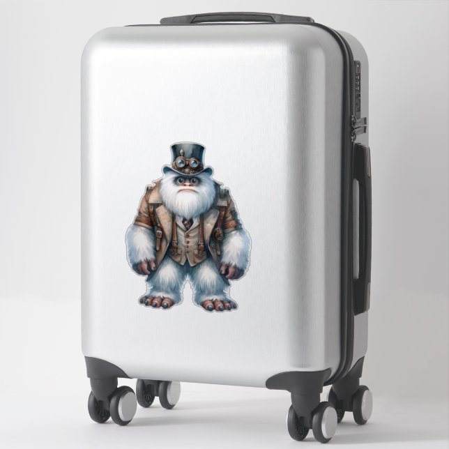Steampunk Yeti Transparent Sticker (Suitcase)