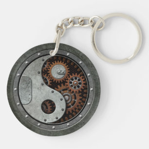 Steampunk Yin Yang Keychain