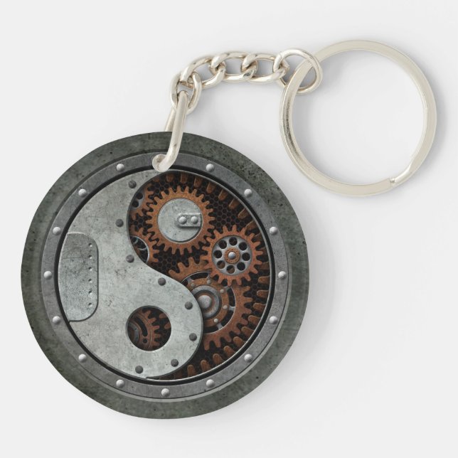 Steampunk Yin Yang Keychain (Back)