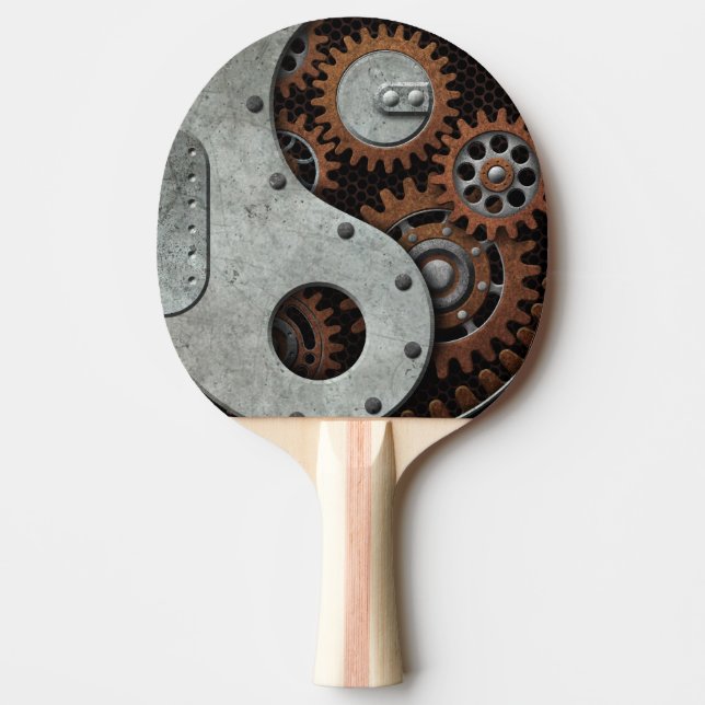 Steampunk Yin Yang Ping-Pong Paddle (Front)