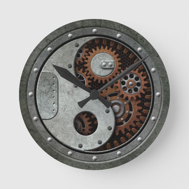 Steampunk Yin Yang Round Clock (Front)