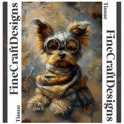 Steampunk Yorkie Oil Painting Decoupage Right 163 Tissue Paper