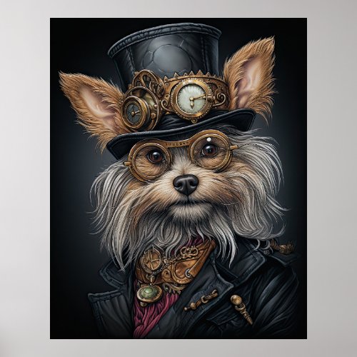 STEAMPUNK YORKSHIRE TERRIER POSTER