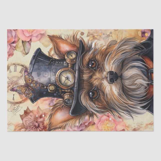 Steampunk Yorkshire Terrier Yorkie Dog Tissue Paper (Front)