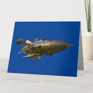 STEAMPUNK ZEPPELIN BLIMP NEWSPAPER BIRTHDAY CARDS