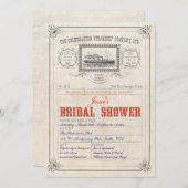Steamship Cruise Ticket Invitation Bridal Shower (Front/Back)