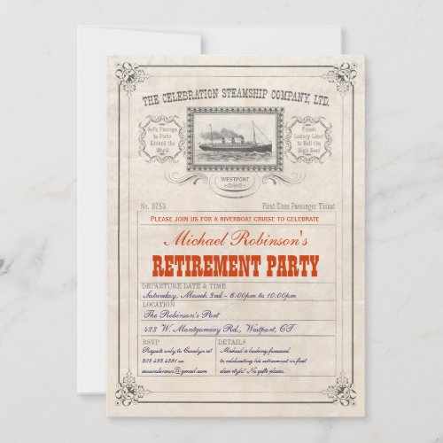 Steamship Cruise Ticket  Invitation _Custom Text