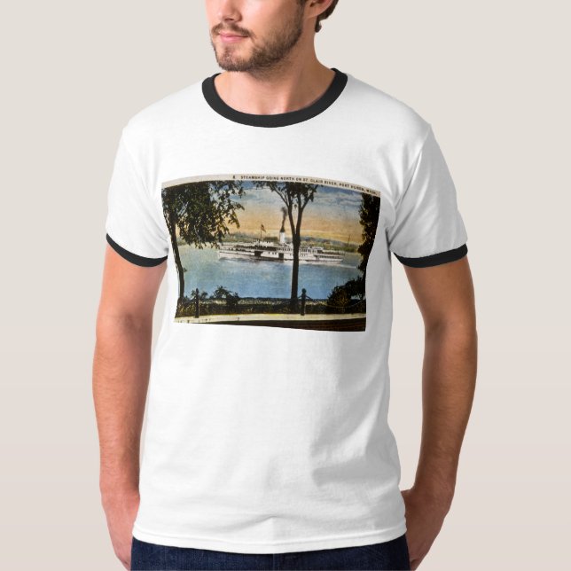 Steamship Going North on St. Clair River, T-Shirt (Front)