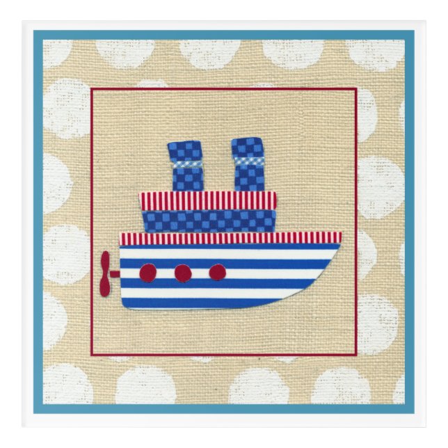 Steamship with Propeller and Blue Smokestacks Acrylic Print (Front)