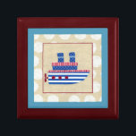 Steamship with Propeller and Blue Smokestacks Gift Box<br><div class="desc">All aboard! Chariklia Zarris created this whimsical steamboat,  complete with a propeller and blue smokestacks. If only this were big enough to take a cruise on. Order a copy and put it in your home,  or give it as a gift to someone expecting a child!</div>