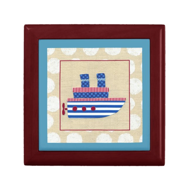 Steamship with Propeller and Blue Smokestacks Gift Box (Front)