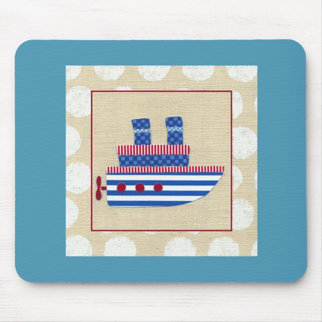 Steamship with Propeller and Blue Smokestacks Mouse Pad (Front)