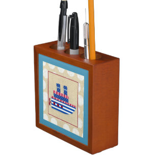 Steamship with Propeller and Blue Smokestacks Pencil/Pen Holder