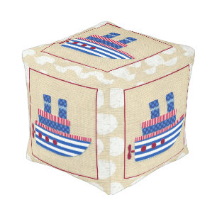 Steamship with Propeller and Blue Smokestacks Pouf