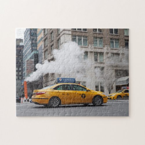 Steamy Day New York City NYC Yellow Taxi Cab Jigsaw Puzzle