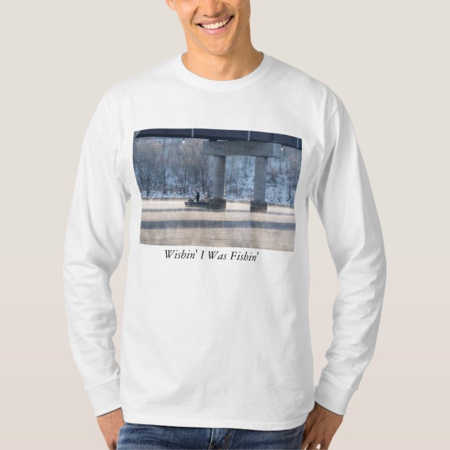 Steamy Winter Fishing Lake Taneycomo Long Sleeve T-Shirt (Front)
