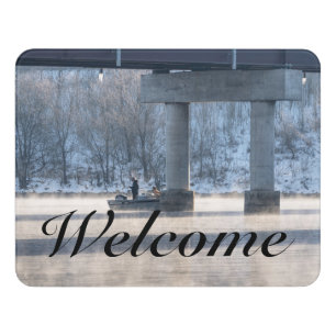 Steamy Winter Fishing Lake Taneycomo Welcome Door Sign