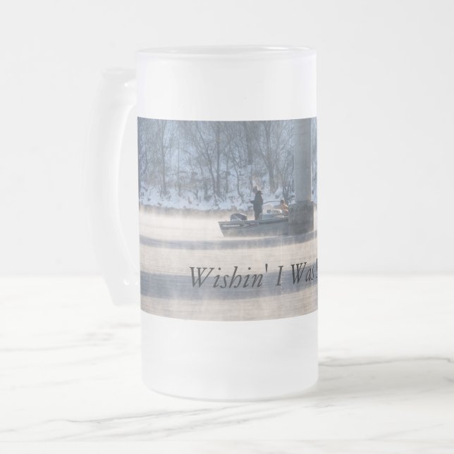 Steamy Winter Fishing Lake Tanycomo Frosted Mug (Front Left)