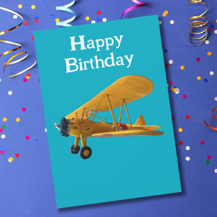 Stearman biplane photo for Pilot,Aviation Birthday Holiday Card